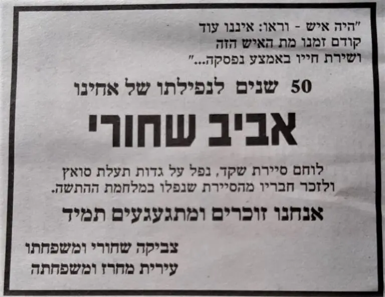 לזכרו של אביב 50 שנים לנפילתו